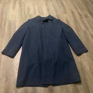 Vintage‎ Brighton Cloth Mens Coat Jacket 42L Blue Button Up Lined Pockets Train